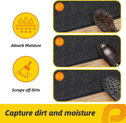 JSEI Dirt Trapper Door Mat 24"x36" Non-Slip Washable Entrance Mat, Dog Doormats, Absorbent &