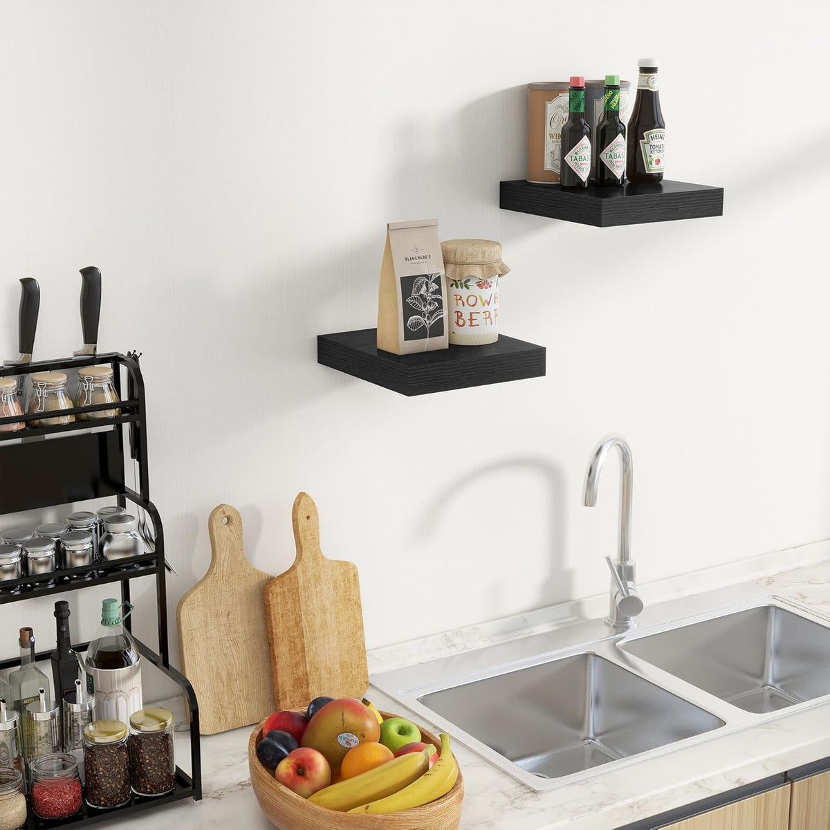 Fun Memories Floating Shelves for Wall 10 Inch, 10 Inch Deep Square Wall Shelves, Bathroom Storage