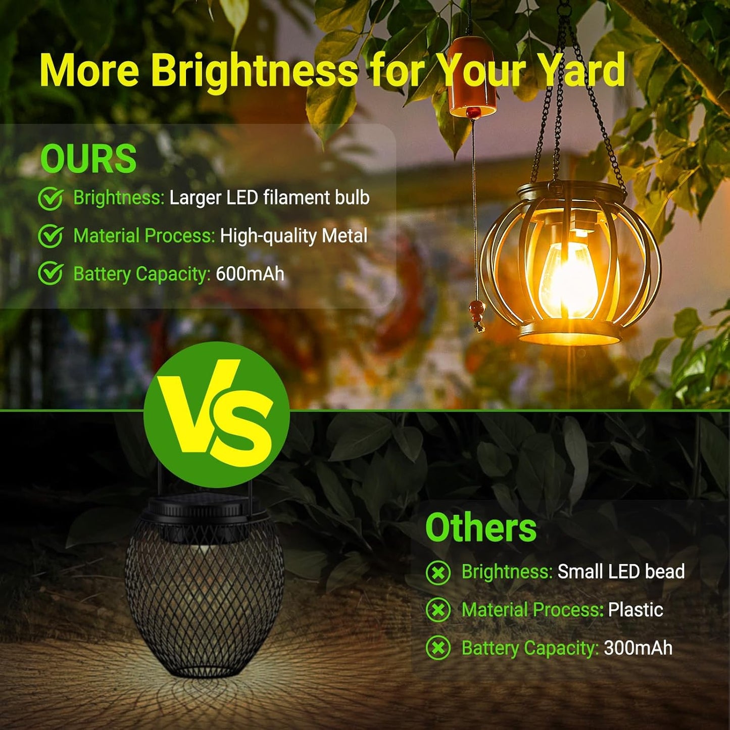KOOPER Solar Lanterns Outdoor Waterproof, Upgraded Metal Hanging Solar Lights Outdoor Lanterns