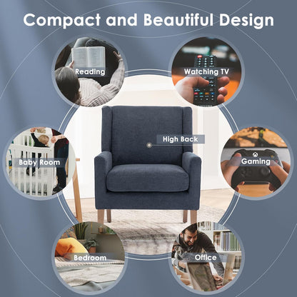 COLAMY Modern Wingback Living Room Chair, Upholstered Fabric Accent Armchair, Single Sofa Chair