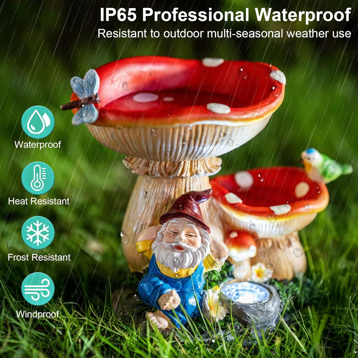 Solar Gnome Statues Figurine Lights - Garden Lighting Outdoor Decorations, Gnome Sleeping Under