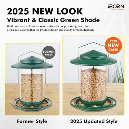 iBorn Metal Bird Feeders for Outdoors Hanging,Wild Bird Feeders for Cardinal,18cm Large Roof&Tray