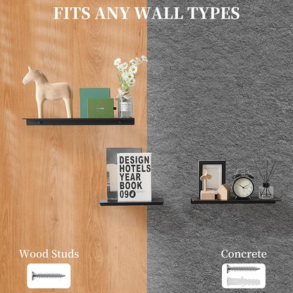 JOOM Small Metal Wall Floating Shelf - Metal Wall Shelf, Black Floating Shelf, Small Bathroom