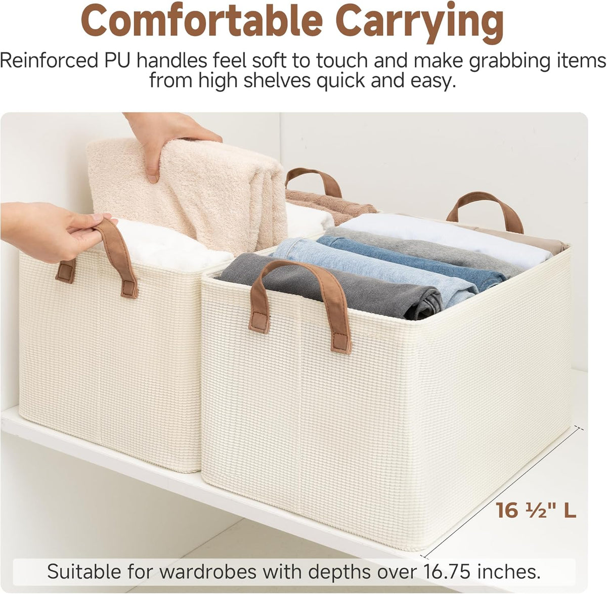 StorageWorks Storage Bins, Shelves Baskets for Organizing, Large Fabric Closet Organizers with
