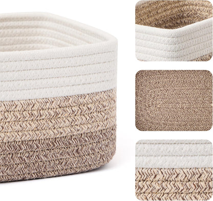 Small Storage Baskets for Organizing | Closet Organizer Bins | Shelf Toy Basket | Woven Rope
