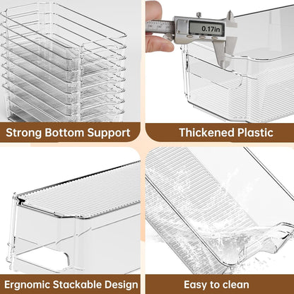 Clear Fridge Organizer, Refrigerator Organizer Bins with Handle, Freezer, Kitchen Cabinet, Pantry