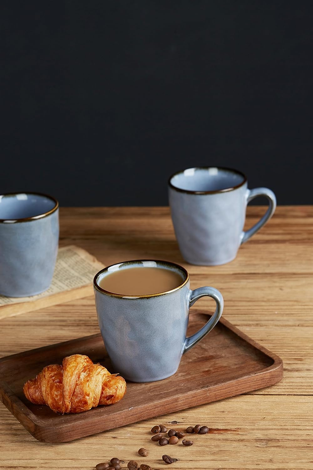 famiware Coffee Mugs Set of 4, Ocean Round 11.5oz Coffee Cup Set with Handle for Cocoa, Milk, Hot