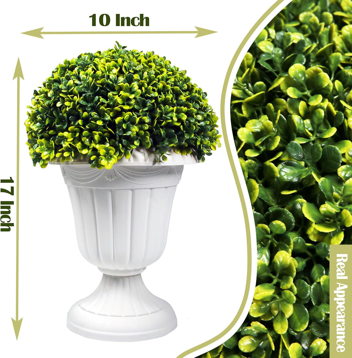 Sunnyglade 2 PCS 17" Artificial Plastic Boxwood Ball Tree, Faux Potted Decorative Topiary Plant, UV