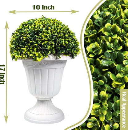 Sunnyglade 2 PCS 17" Artificial Plastic Boxwood Ball Tree, Faux Potted Decorative Topiary Plant, UV