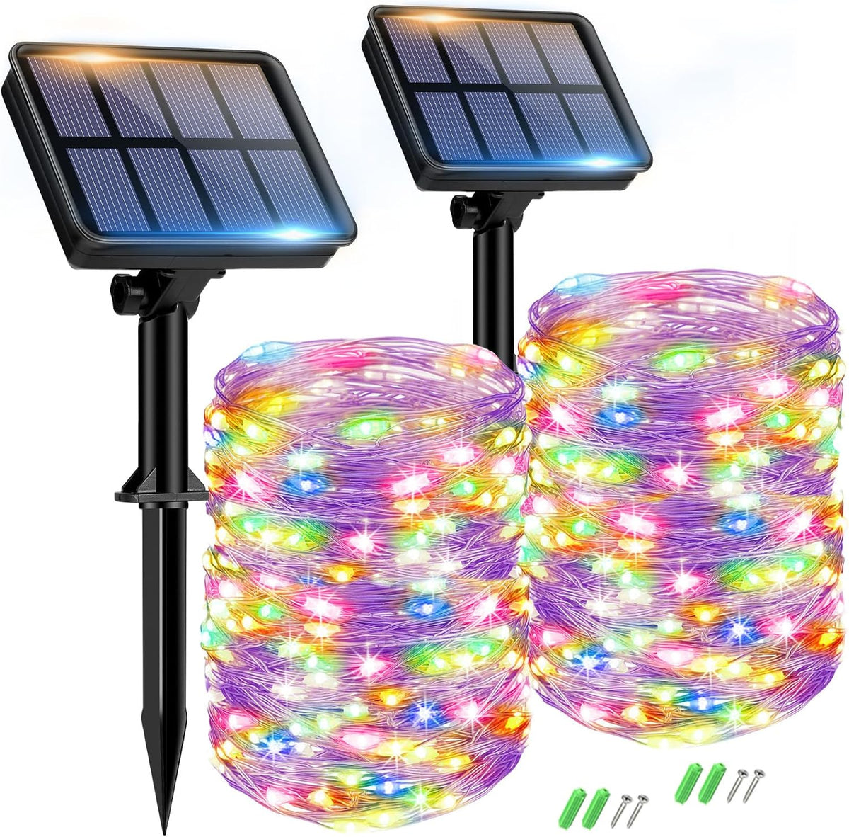 2 Pack Solar String Lights for Outside - 160LED 66FT Solar Fairy Lights Outdoor Waterproof 8 Modes