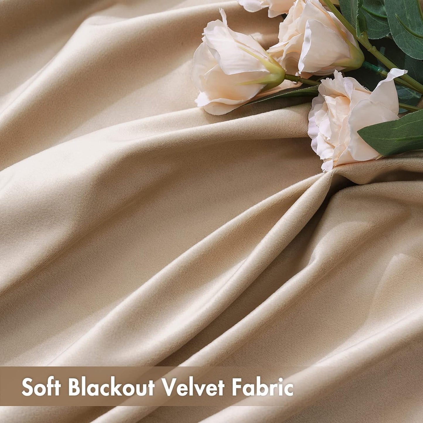 MIULEE Camel Beige Velvet Curtains Thermal Insulated Blackout Curtain Drapes for Bedroom Living