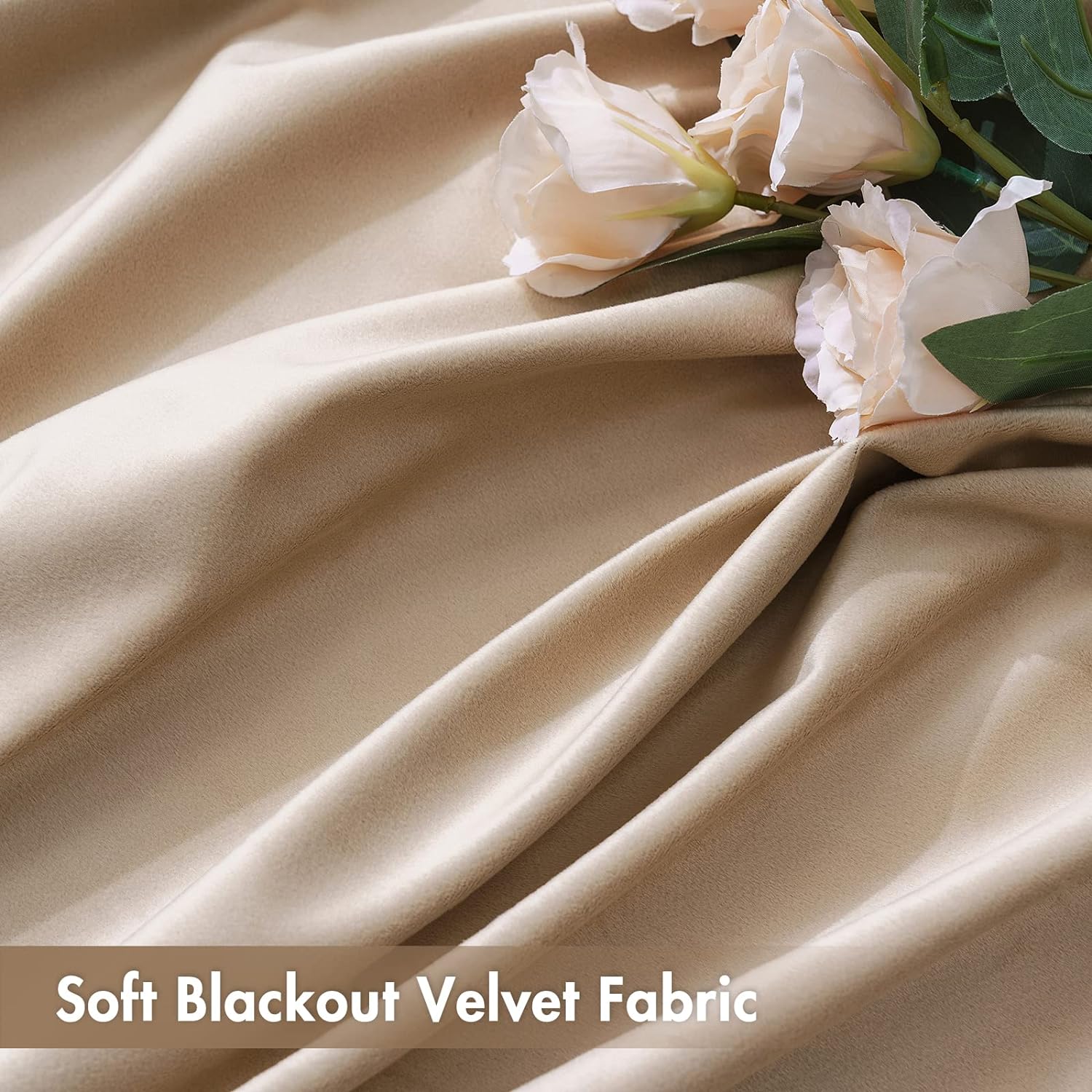 MIULEE Camel Beige Velvet Curtains Thermal Insulated Blackout Curtain Drapes for Bedroom Living