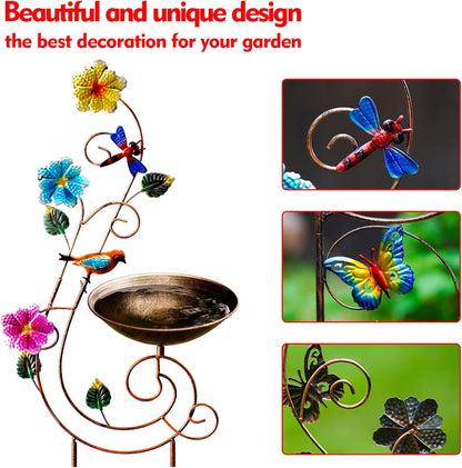 57" Height Metal Bird Bath with Trellis for Outdoor, Vintage Decorative Bird Baths, Small Garden