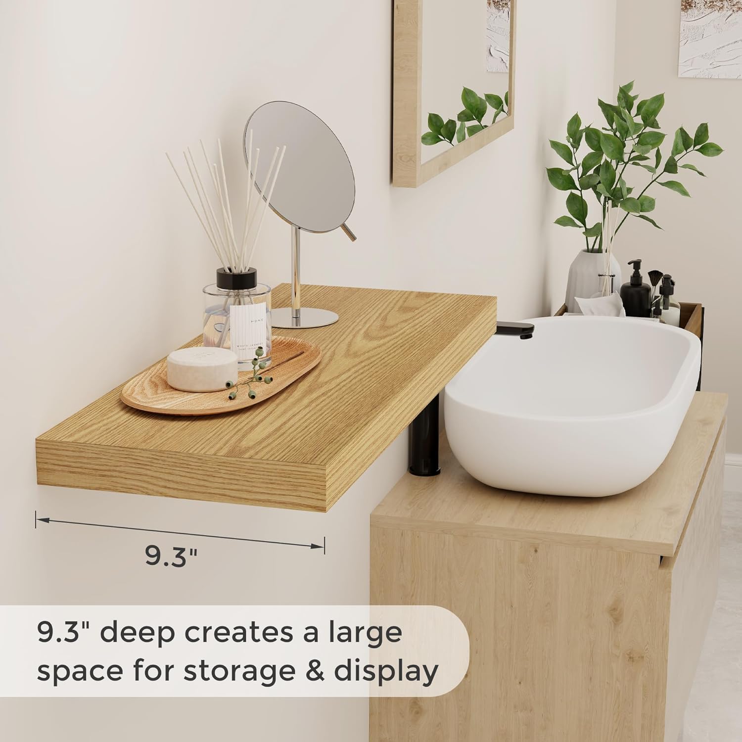 24 x 9 Floating Shelves, 9 Inch Deep Floating Shelf Wall Mounted, 24 Inch Bathroom Shelves Set of
