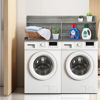 Royxen 2-Tier Washer Dryer Countertop,19.5"H Wood Washer and Dryer Topper with Shelf,Laundry