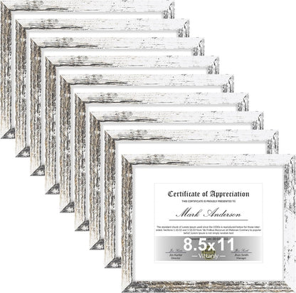 Vittanly 8.5x11 Picture Frames Set of 9, Shatter Resistant Plexiglass, Display 6x8 Pictures with
