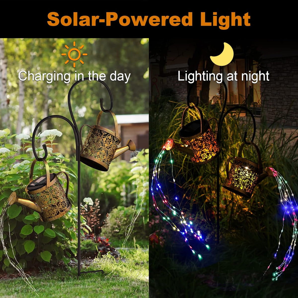 Merear Solar Watering Can Lights Outdoor with 8 Multi-Color Changing Modes, IP65 Waterproof