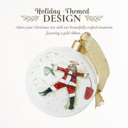 Spode Kit Kemp Christmas Ornament - Doodles Best in Snow - Fine China Whimsical Festive Keepsake