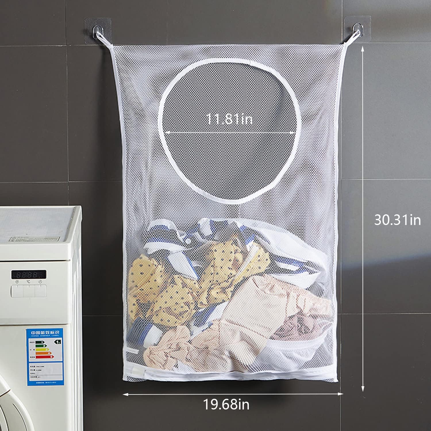 Resdenio Hanging Laundry Hamper Bag, Portable Laundry Bag, 30 x 20 Inch Large Foldable Wall Hanging