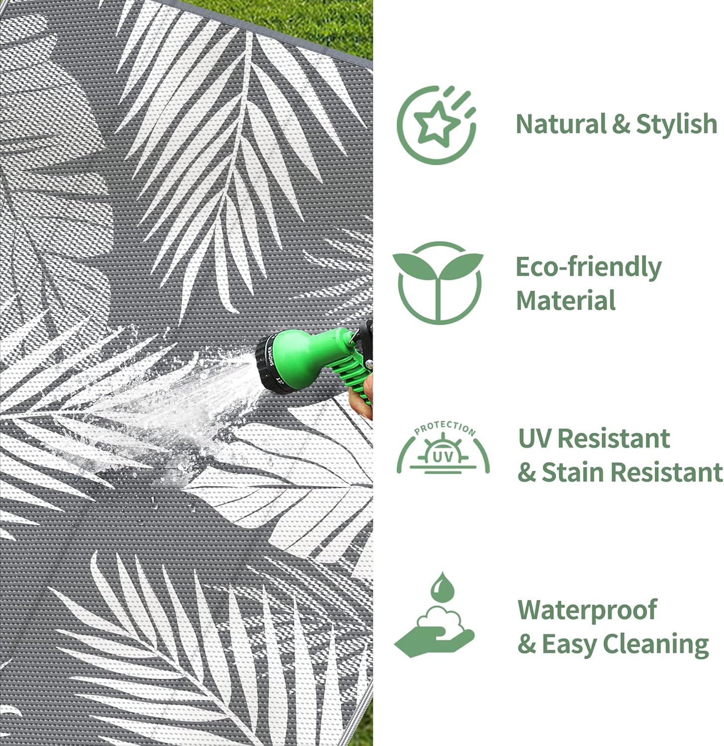 GENIMO Outdoor Rug 9' x 12' Waterproof for Patios Clearance, Reversible Plastic Straw Camping