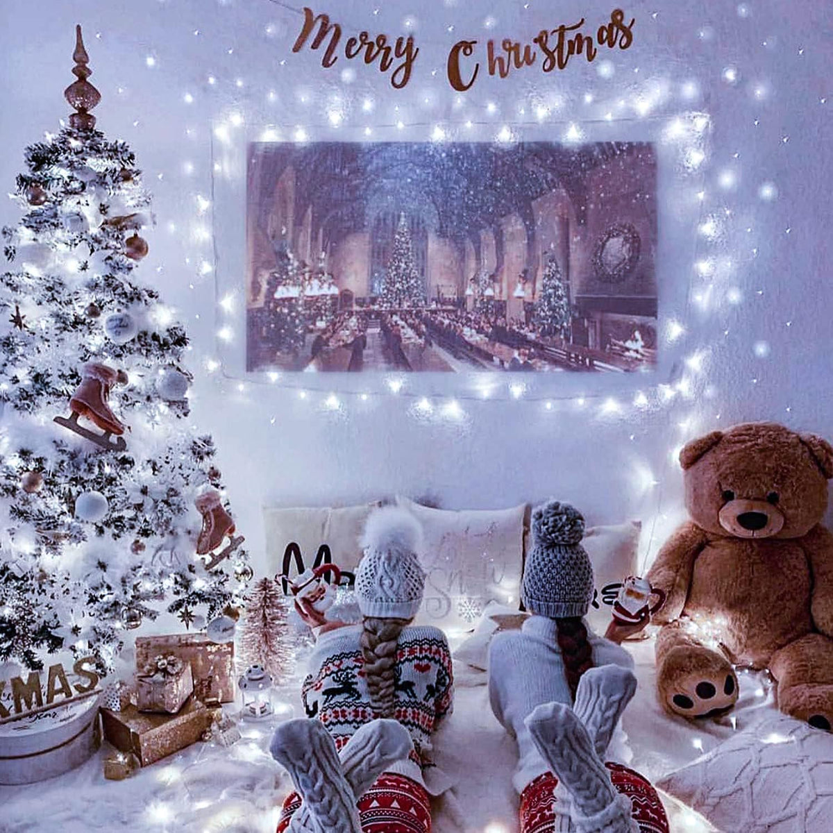 JMEXSUSS 33ft 100 LED White Christmas Lights, 8 Modes Connectable Clear Wire Twinkle Fairy String