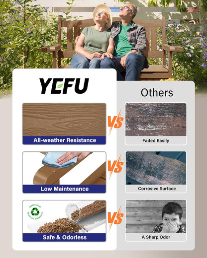 YEFU Outdoor Storage Bench for Patio: Heavy Duty Garden Bench with 96° High Backrest & Oversized