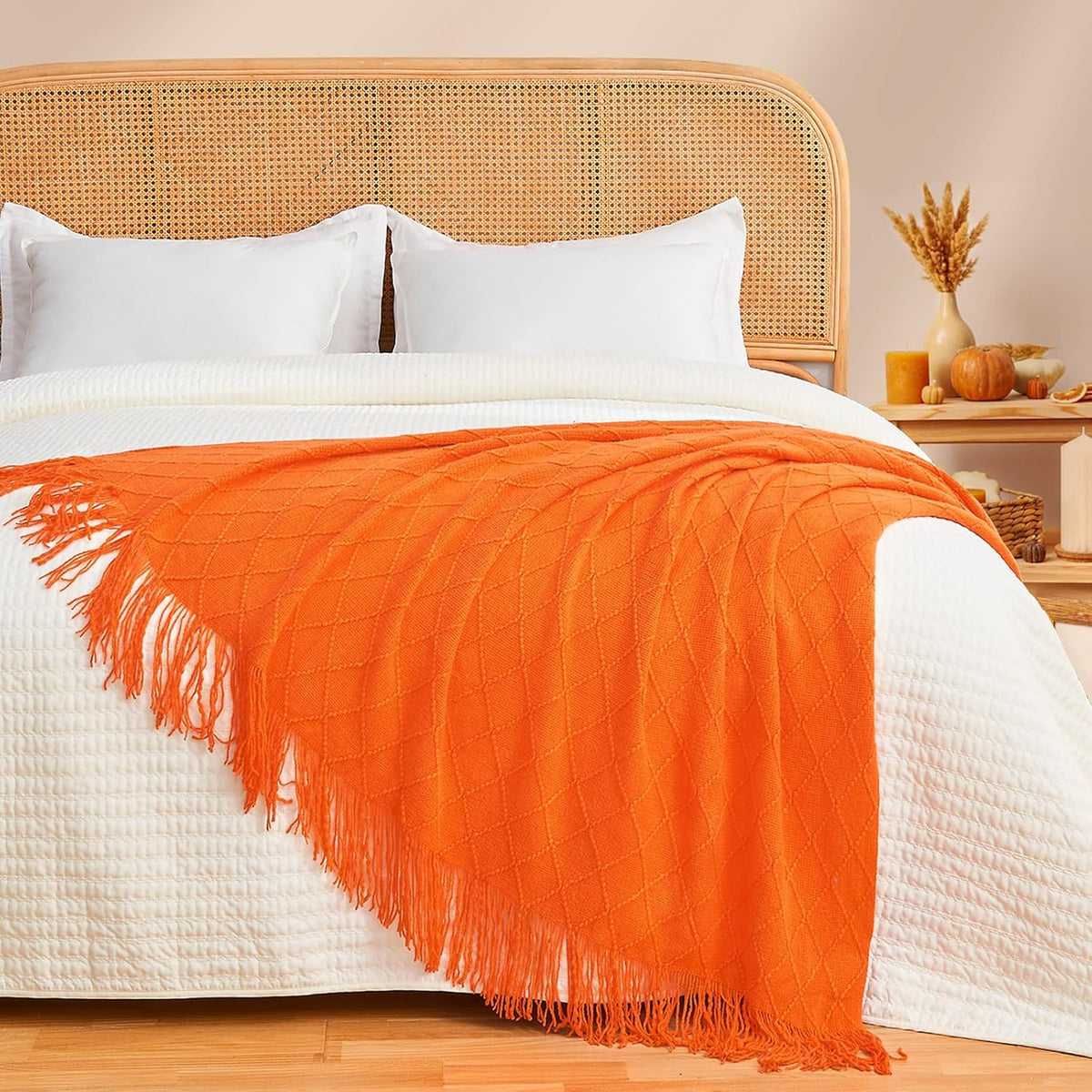 inhand Fall Throw Blanket Burnt Orange Halloween Decor for Couch, Soft Living Room Home Decor