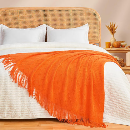 inhand Fall Throw Blanket Burnt Orange Halloween Decor for Couch, Soft Living Room Home Decor