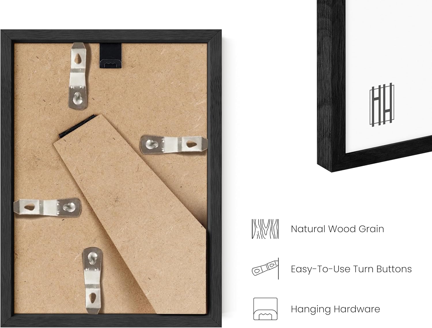 HAUS AND HUES Black Oak Wood Gallery Wall Tabletop Frames Made with Real American Oak and