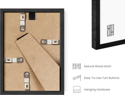 HAUS AND HUES Black Oak Wood Gallery Wall Tabletop Frames Made with Real American Oak and