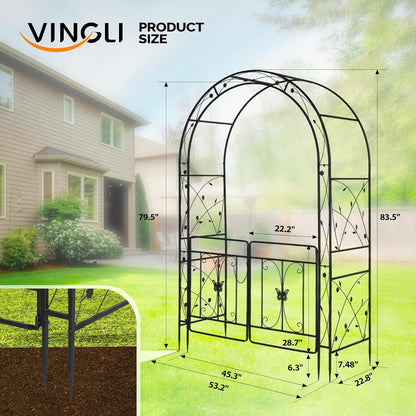 VINGLI Garden Arbor Arch, Wedding Arch Archway for Ceremony Party, Trellis for Plant Climbing