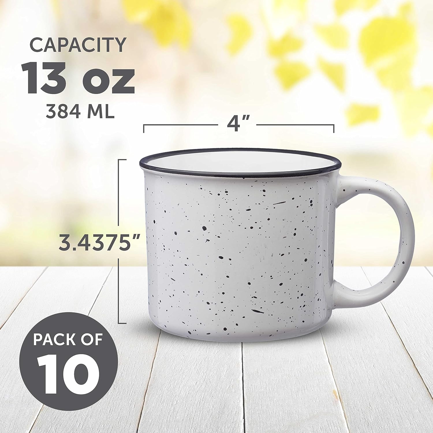 DISCOUNT PROMOS Ceramic Campfire Coffee Mugs 13 oz. Set of 10, Bulk Pack - Perfect for Tea