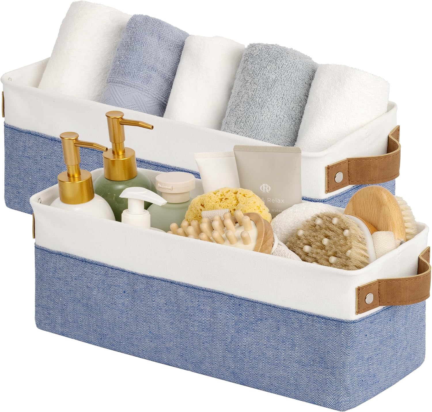 StorageWorks Narrow Storage Bins, Small Basket for Closet and Shelves, Fabric Organizer with
