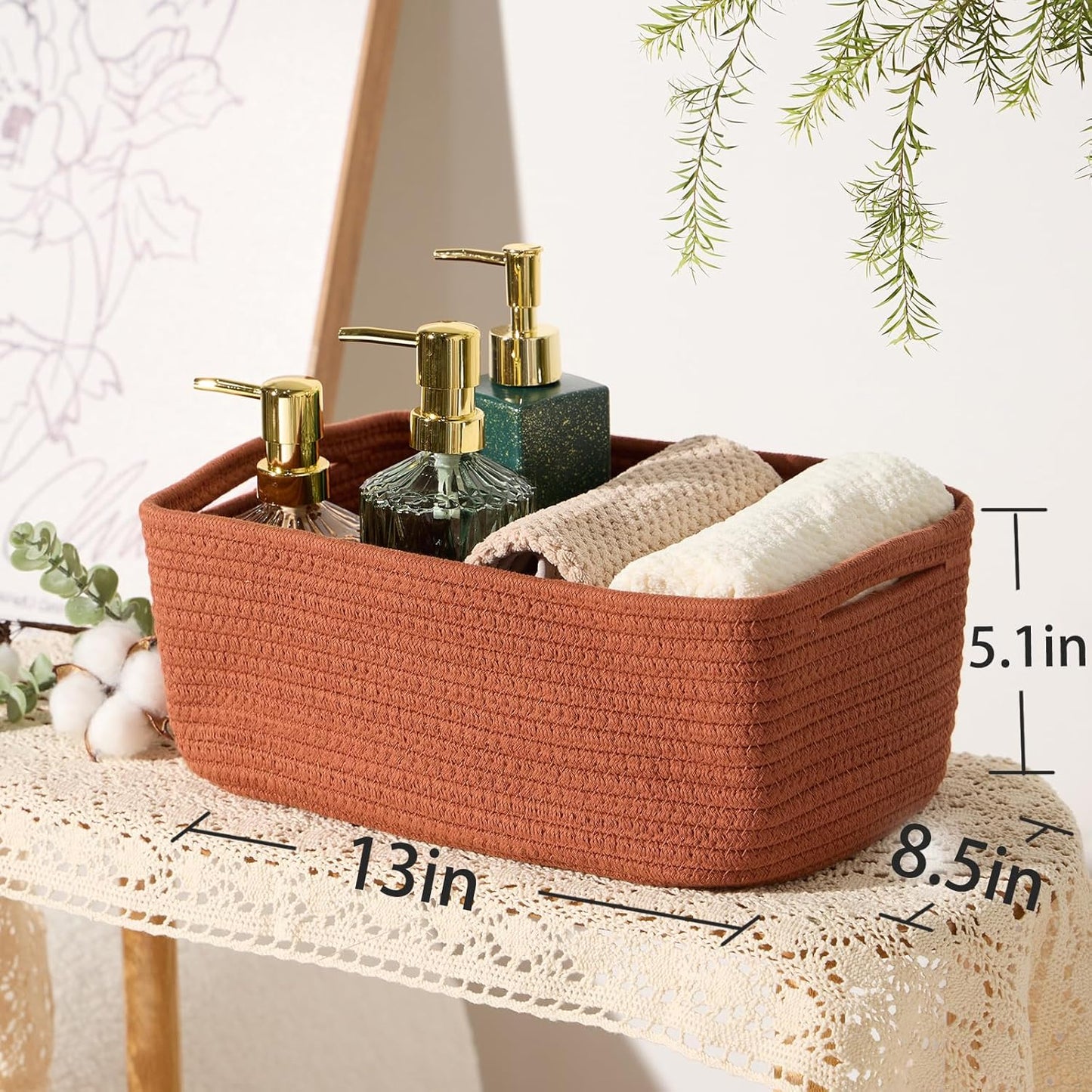 Small Storage Baskets for Organizing | Closet Organizer Bins | Shelf Toy Basket | Woven Rope