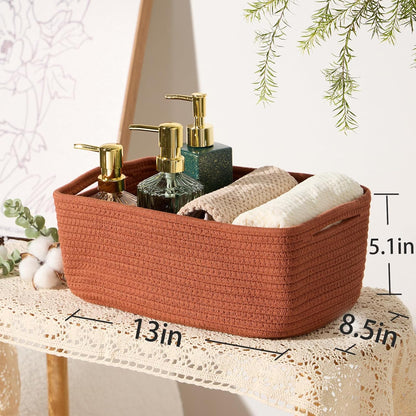 Small Storage Baskets for Organizing | Closet Organizer Bins | Shelf Toy Basket | Woven Rope
