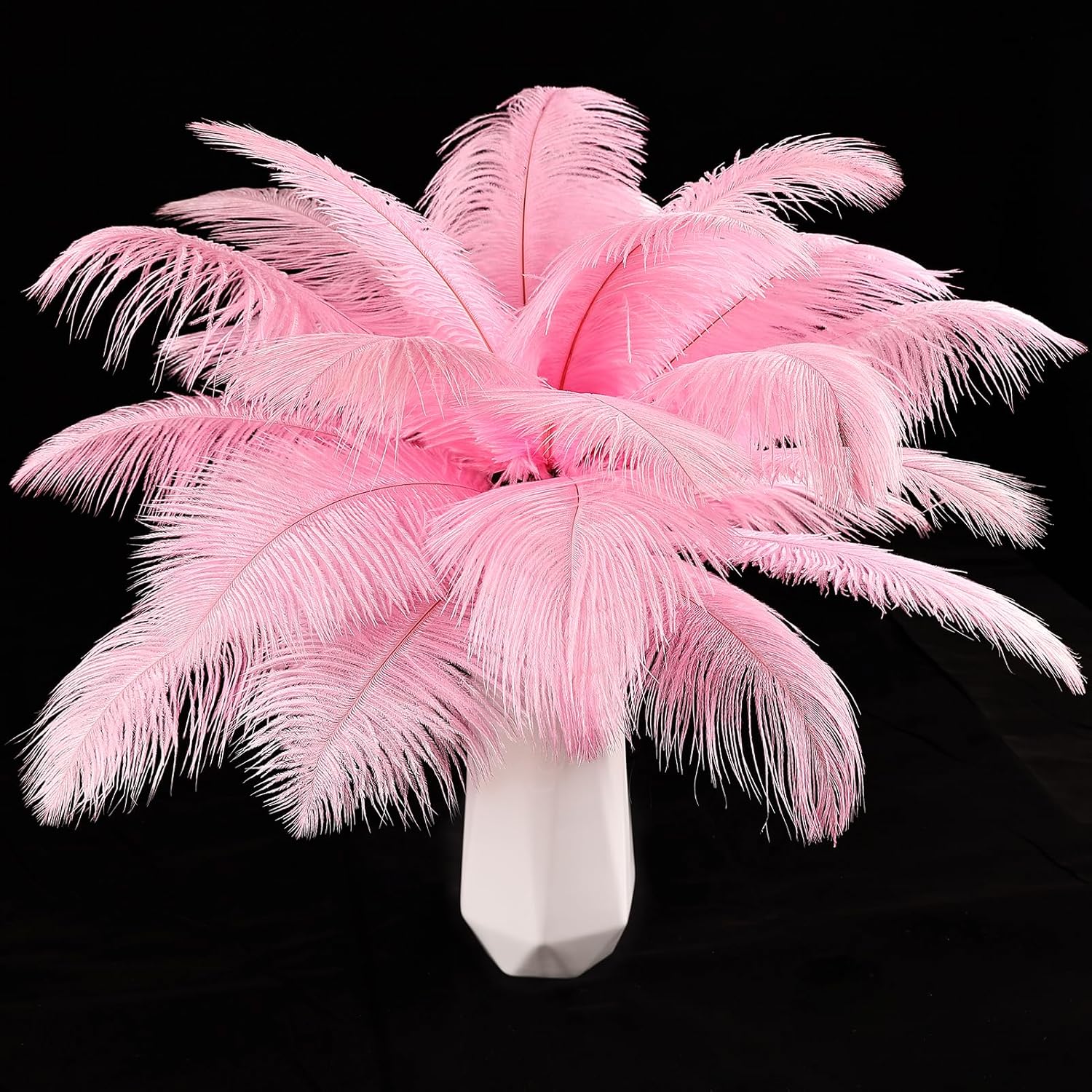 THARAHT Pink Ostrich Feathers 24pcs Natural Bulk 8-10Inch 20cm-25cm for Crafts Wedding Party