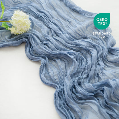 Sioloc 1 Pack Dusty Blue Cheesecloth Table Runner Fall Autumn Decor for Home 10ft Table Cloth for