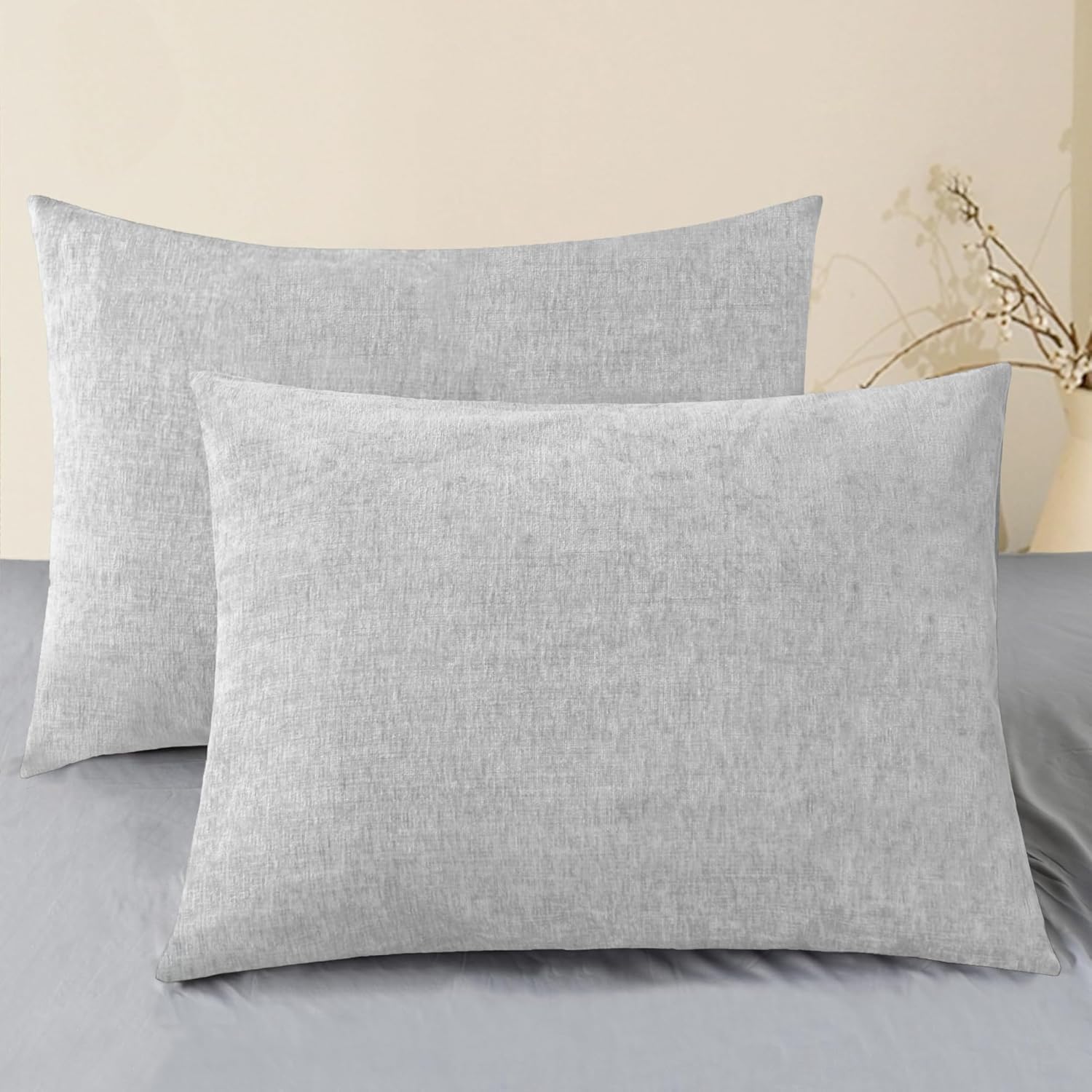 CaliTime Throw Pillow Covers Decorative 20 X 26 Inches Pack of 2 Cozy Chenille Standard Pillow