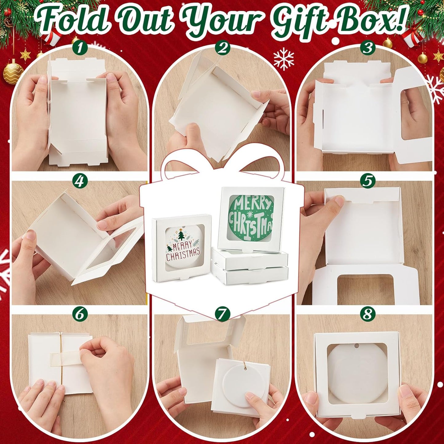 50 Pcs Sublimation Ornament Blanks Box 3.6"x3.6"x0.7" Christmas Ornaments Holder Ceramic Discs