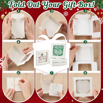 50 Pcs Sublimation Ornament Blanks Box 3.6"x3.6"x0.7" Christmas Ornaments Holder Ceramic Discs