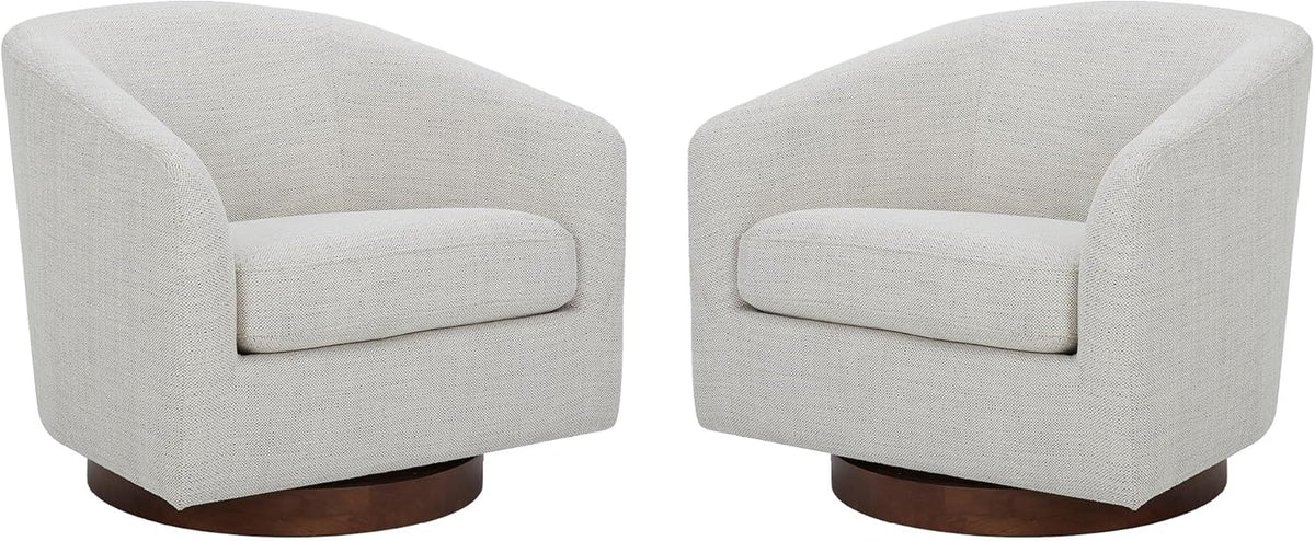 CHITA Swivel Accent Chair, FSC Certified Upholstered Fabric Barrel Chair for Living Room Set of 2