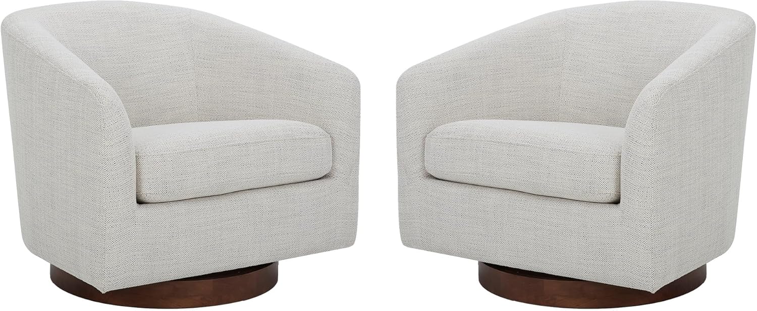 CHITA Swivel Accent Chair, FSC Certified Upholstered Fabric Barrel Chair for Living Room Set of 2