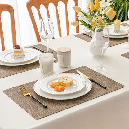 Romanstile Vinyl Placemats Set of 6-12 X 18 Inch - Heat Resistant Place Mats 100% Waterproof