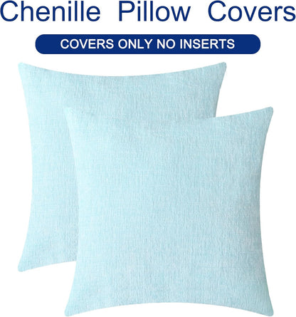 CaliTime Throw Pillow Covers Decorative 16 X 16 Inches Pack of 2 Cozy Chenille Cushion Cases for