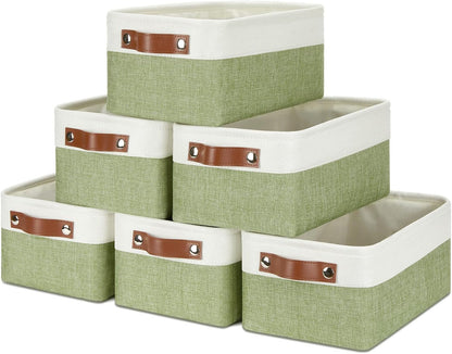 DULLEMELO Storage Baskets for Shelves, Small Fabric Collapsible Rectangular Storage Baskets for