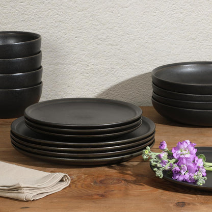 Gibson Elite Beckett Stoneware Matte Reactive Glaze 16 Piece (Service for 4) Plates and Bowls