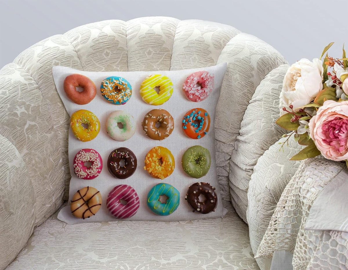 TSSOHU Outdoor Patio Throw Pillow Cover Colorful Donuts Farmhouse Décor Outside Furniture Swing