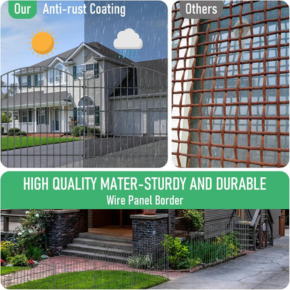 10 Panels Garden Fence Dog Fence Outdoor for Yard, 40in H x 23.6ft L Rustproof Metal Fencing with