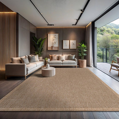CAMILSON Easy Jute Rug 10x14, Indoor Outdoor Natural Color Fiber Area Rugs for Living Room Patio