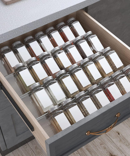 Antimbee Spice Drawer Organizer, 4 Tier- 4 Pack Acrylic Spice Rack Tray for Drawer, Expandable From